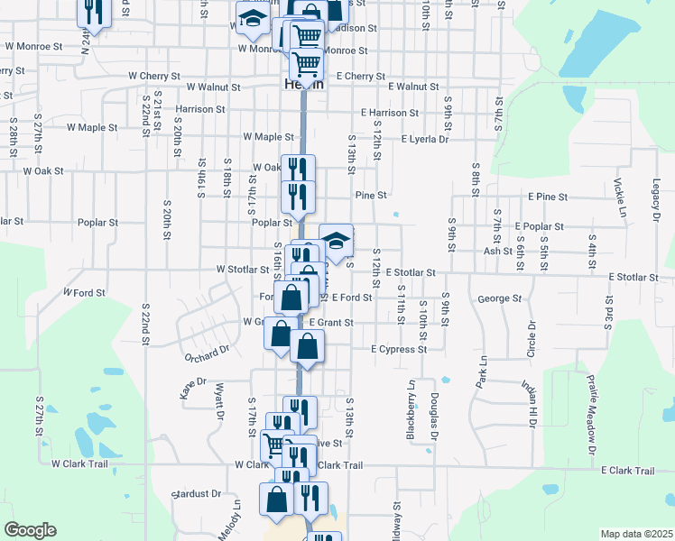 map of restaurants, bars, coffee shops, grocery stores, and more near 700 South 14th Street in Herrin