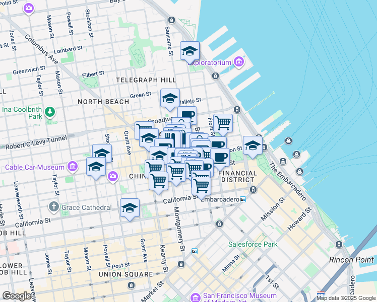 map of restaurants, bars, coffee shops, grocery stores, and more near 630 Sansome Street in San Francisco