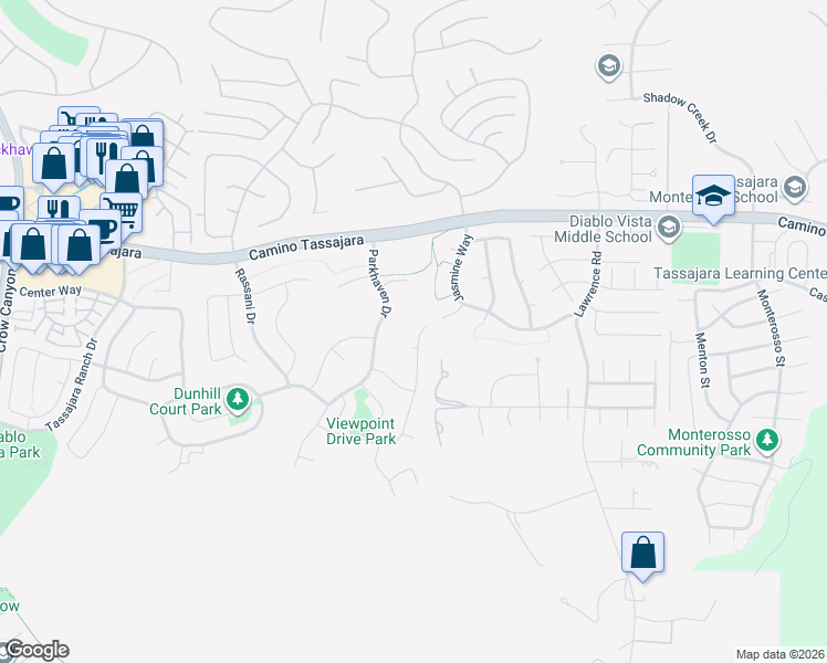 map of restaurants, bars, coffee shops, grocery stores, and more near 243 Viewpoint Drive in Danville