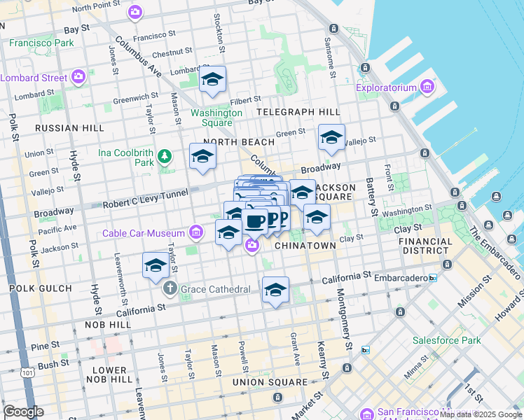 map of restaurants, bars, coffee shops, grocery stores, and more near in San Francisco