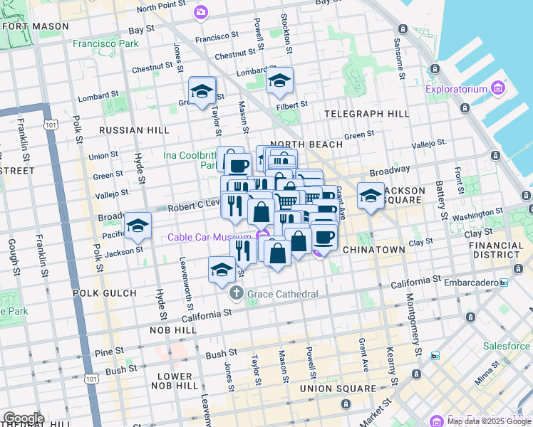 map of restaurants, bars, coffee shops, grocery stores, and more near 1024 Jackson Street in San Francisco
