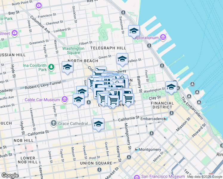 map of restaurants, bars, coffee shops, grocery stores, and more near in San Francisco