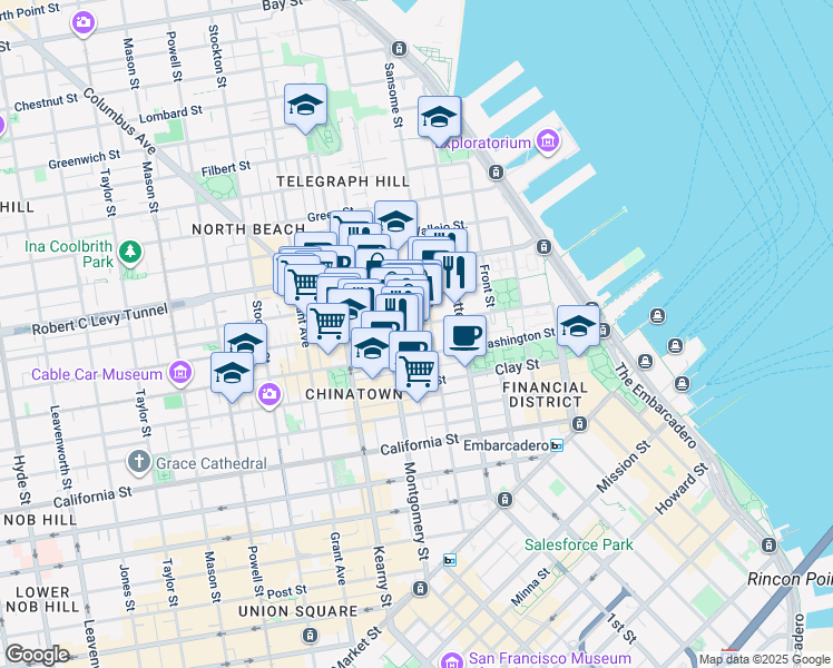 map of restaurants, bars, coffee shops, grocery stores, and more near 415 Jackson Street in San Francisco
