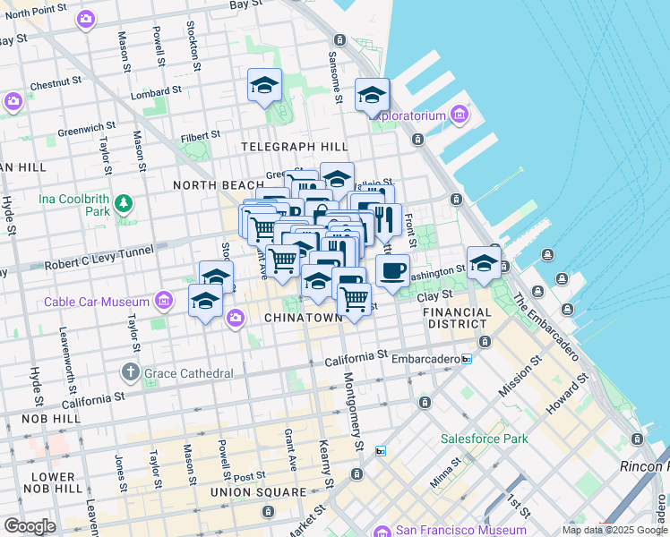 map of restaurants, bars, coffee shops, grocery stores, and more near 415 Jackson Street in San Francisco