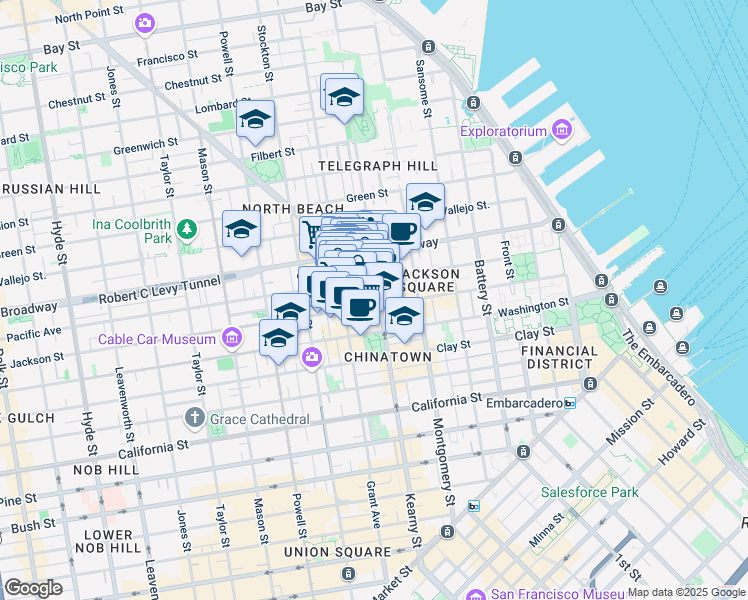 map of restaurants, bars, coffee shops, grocery stores, and more near 620 Pacific Avenue in San Francisco