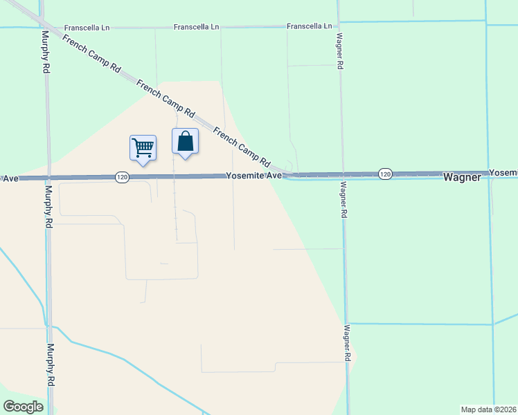 map of restaurants, bars, coffee shops, grocery stores, and more near 17576 California 120 in Ripon