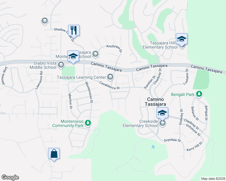 map of restaurants, bars, coffee shops, grocery stores, and more near 2147 Blue Spur Circle in Danville