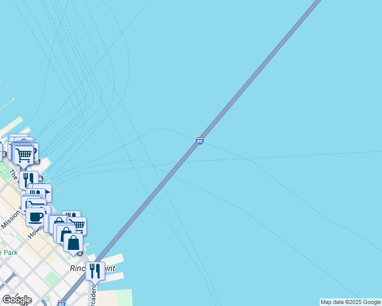 map of restaurants, bars, coffee shops, grocery stores, and more near San Francisco – Oakland Bay Bridge in San Francisco