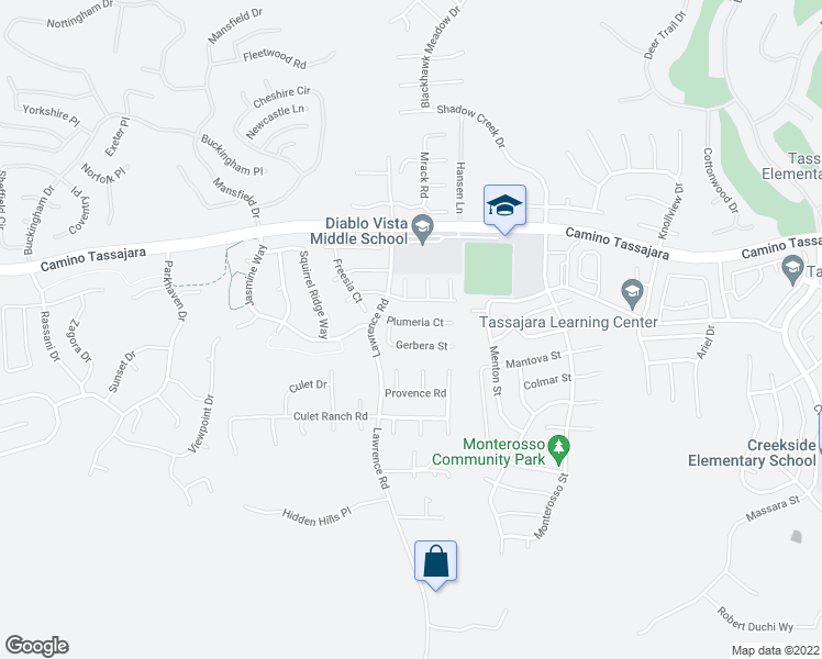map of restaurants, bars, coffee shops, grocery stores, and more near 70 Plumeria Court in Danville