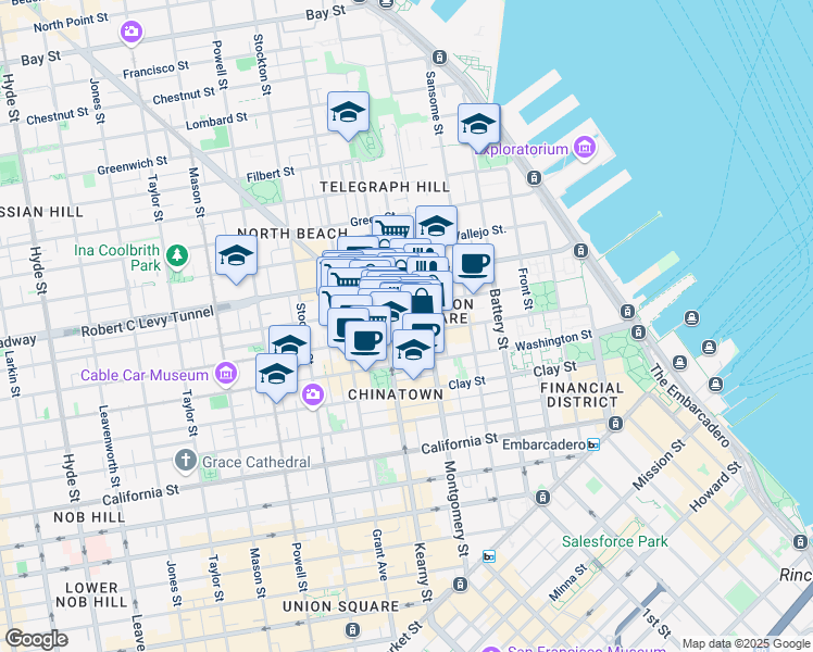 map of restaurants, bars, coffee shops, grocery stores, and more near 553 Pacific Avenue in San Francisco