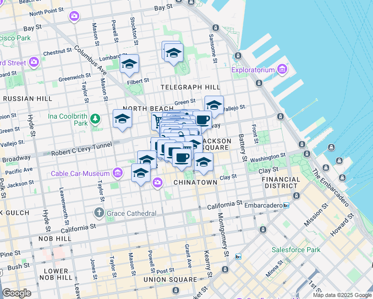 map of restaurants, bars, coffee shops, grocery stores, and more near in San Francisco