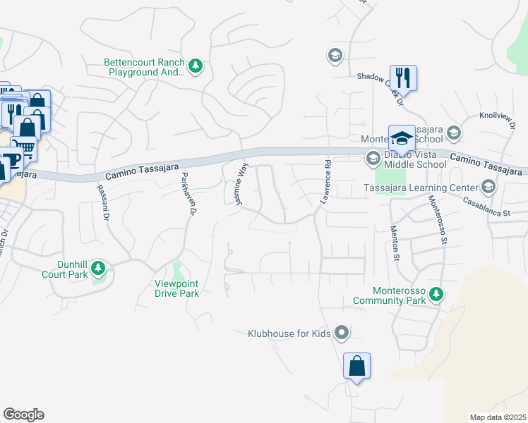 map of restaurants, bars, coffee shops, grocery stores, and more near 438 Antelope Ridge Way in Danville