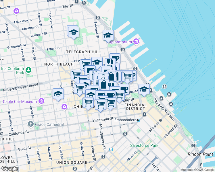 map of restaurants, bars, coffee shops, grocery stores, and more near 704 Sansome Street in San Francisco