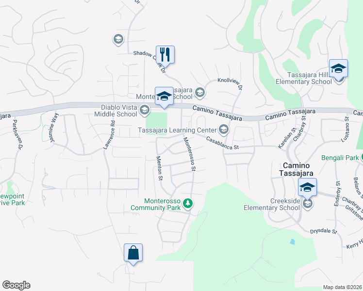 map of restaurants, bars, coffee shops, grocery stores, and more near 1719 Cottswald Street in Danville