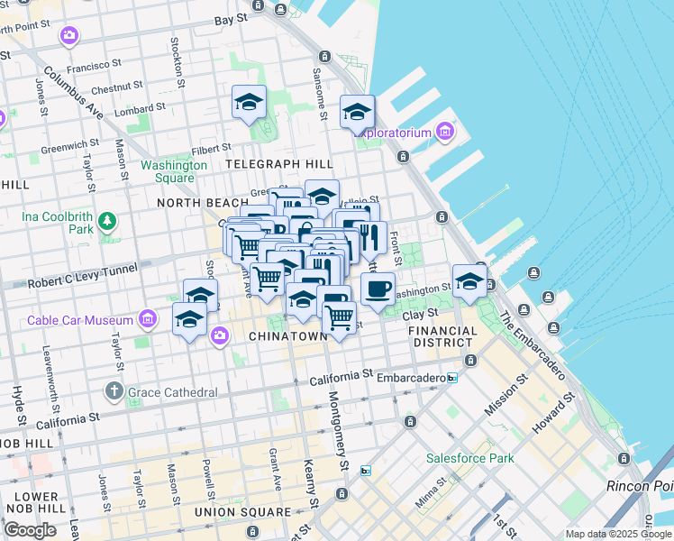 map of restaurants, bars, coffee shops, grocery stores, and more near 415 Jackson Street in San Francisco