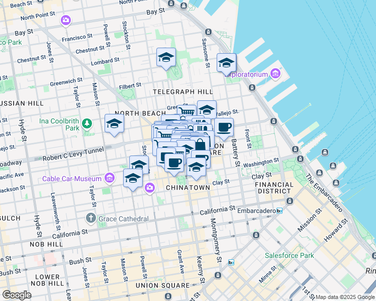 map of restaurants, bars, coffee shops, grocery stores, and more near 553 Pacific Avenue in San Francisco