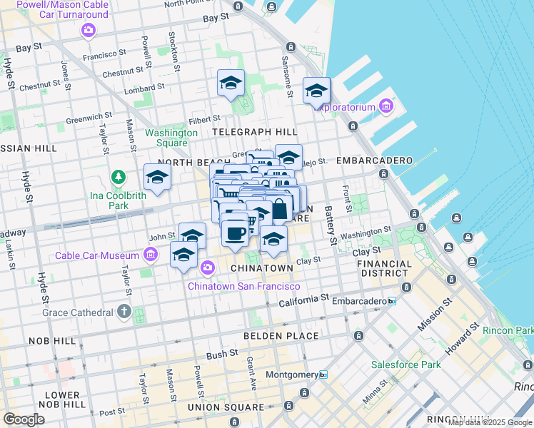 map of restaurants, bars, coffee shops, grocery stores, and more near 553 Pacific Avenue in San Francisco