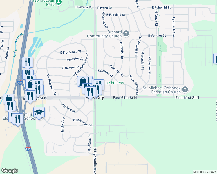 map of restaurants, bars, coffee shops, grocery stores, and more near 6249 North Longmont Street in Park City