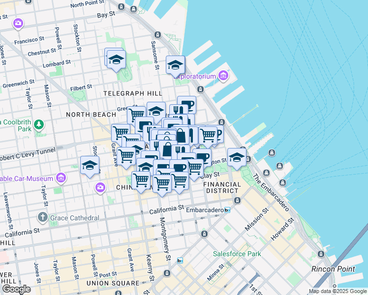 map of restaurants, bars, coffee shops, grocery stores, and more near 706 Sansome Street in San Francisco