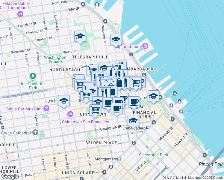 map of restaurants, bars, coffee shops, grocery stores, and more near 706 Sansome Street in San Francisco