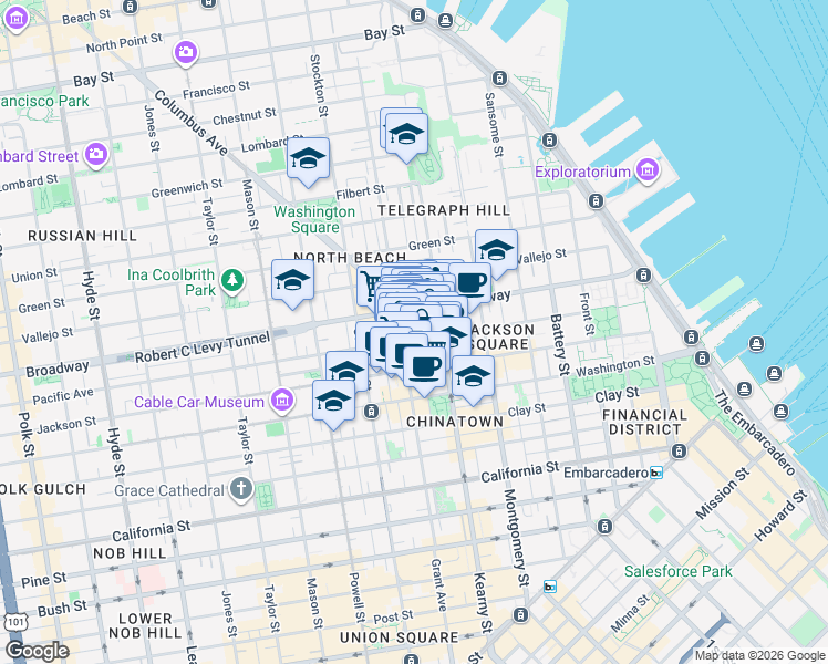 map of restaurants, bars, coffee shops, grocery stores, and more near 620 Pacific Avenue in San Francisco