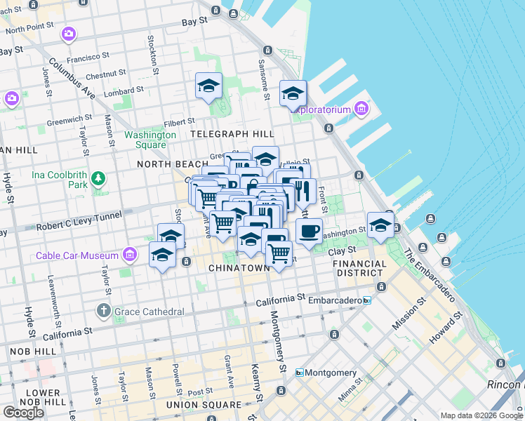 map of restaurants, bars, coffee shops, grocery stores, and more near 485 Pacific Avenue in San Francisco