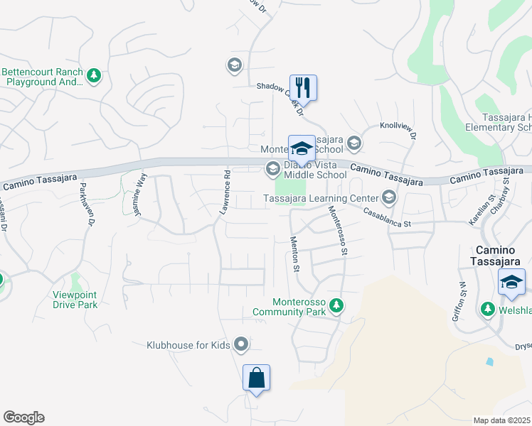 map of restaurants, bars, coffee shops, grocery stores, and more near 93 Plumeria Court in Danville
