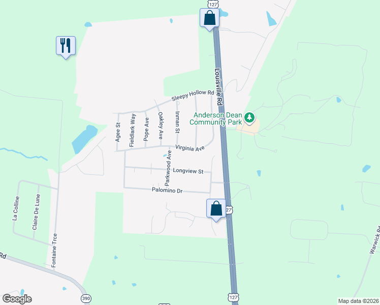 map of restaurants, bars, coffee shops, grocery stores, and more near 224 Virginia Avenue in Harrodsburg