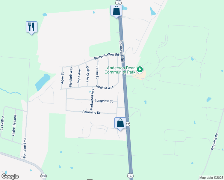 map of restaurants, bars, coffee shops, grocery stores, and more near 208 Virginia Avenue in Harrodsburg