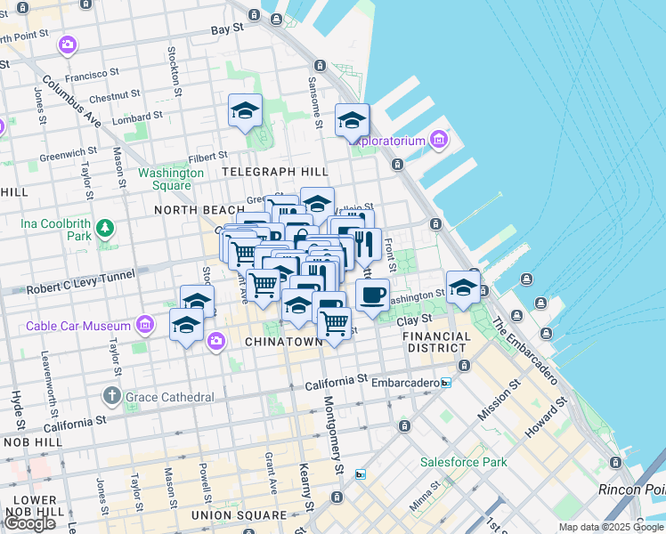 map of restaurants, bars, coffee shops, grocery stores, and more near 415 Jackson Street in San Francisco