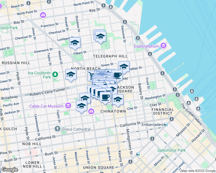 map of restaurants, bars, coffee shops, grocery stores, and more near 620 Pacific Avenue in San Francisco