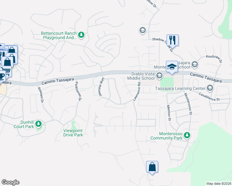 map of restaurants, bars, coffee shops, grocery stores, and more near 389 Squirrel Ridge Way in Danville