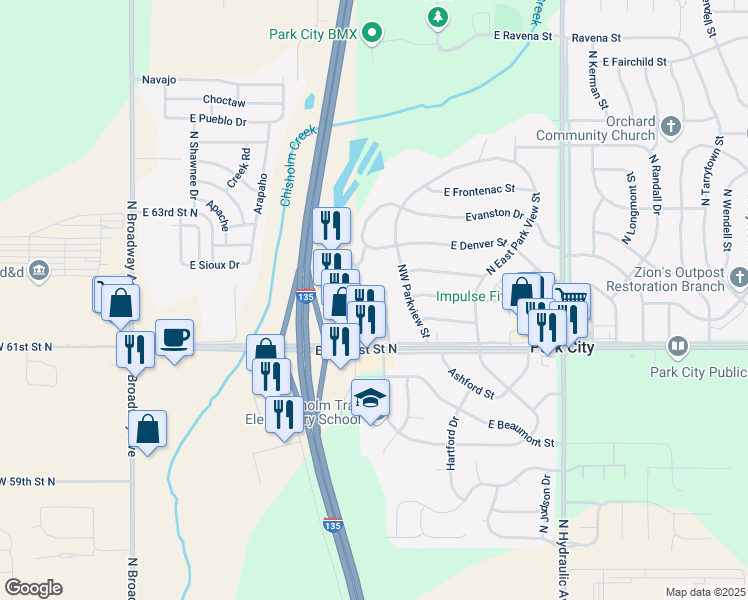 map of restaurants, bars, coffee shops, grocery stores, and more near 6254 Independence Street in Park City