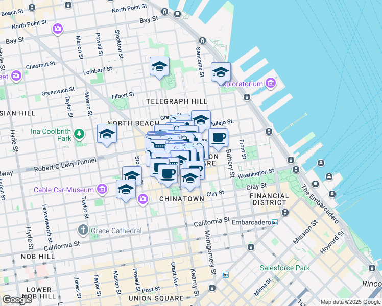 map of restaurants, bars, coffee shops, grocery stores, and more near 553 Pacific Avenue in San Francisco