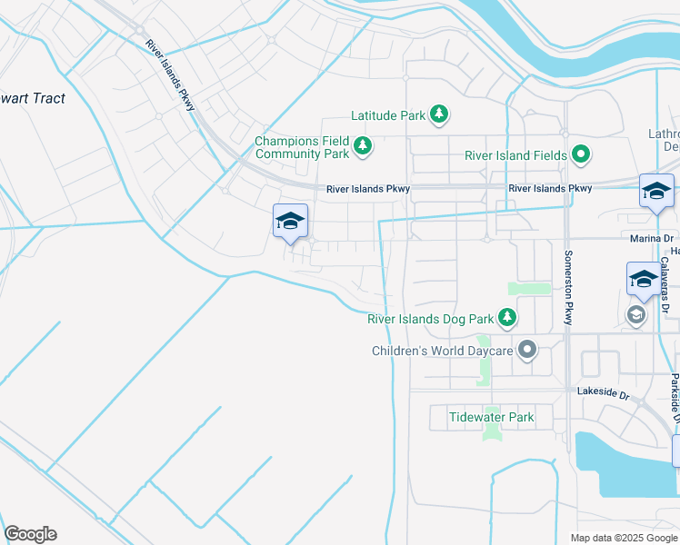 map of restaurants, bars, coffee shops, grocery stores, and more near 2208 Daimler Street in Lathrop