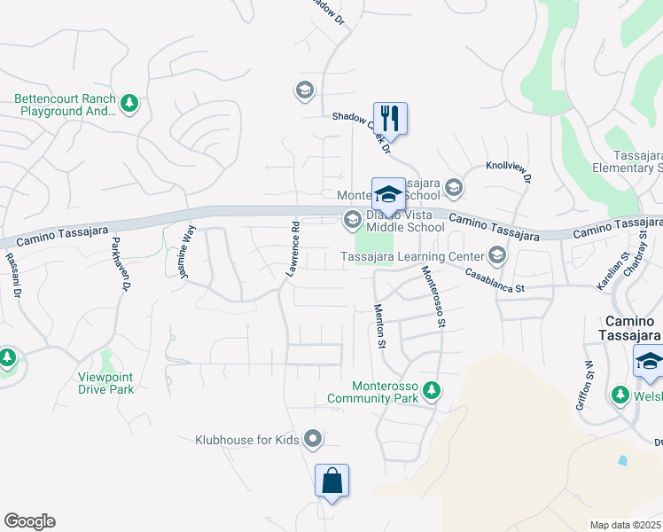 map of restaurants, bars, coffee shops, grocery stores, and more near 10 Narcissus Court in Danville