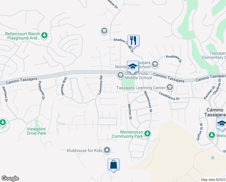 map of restaurants, bars, coffee shops, grocery stores, and more near 10 Narcissus Court in Danville