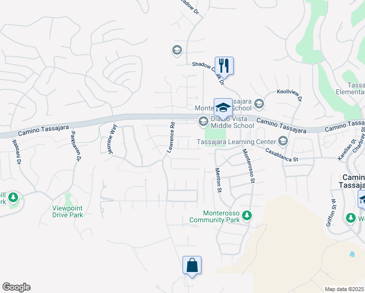 map of restaurants, bars, coffee shops, grocery stores, and more near 77 Plumeria Court in Danville