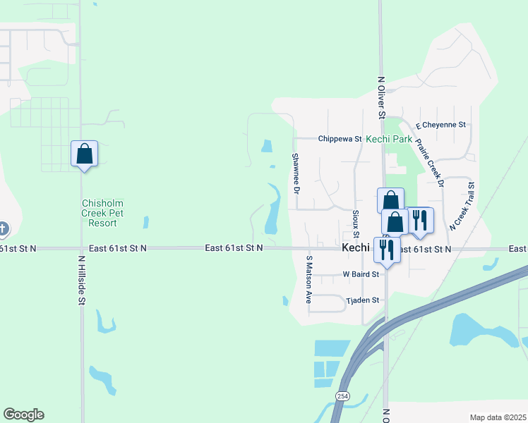 map of restaurants, bars, coffee shops, grocery stores, and more near 4288-4648 East 61st Street North in Kechi