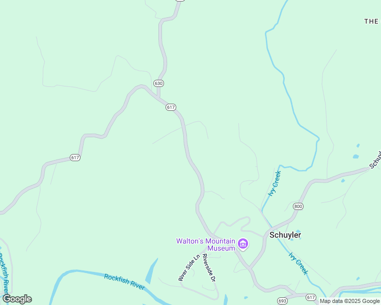 map of restaurants, bars, coffee shops, grocery stores, and more near 7040 Rockfish River Road in Schuyler