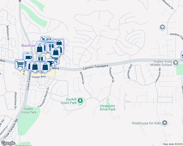map of restaurants, bars, coffee shops, grocery stores, and more near 214 Dove Creek Lane in Danville