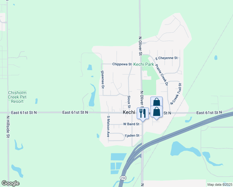 map of restaurants, bars, coffee shops, grocery stores, and more near 308 Commanche Drive in Kechi