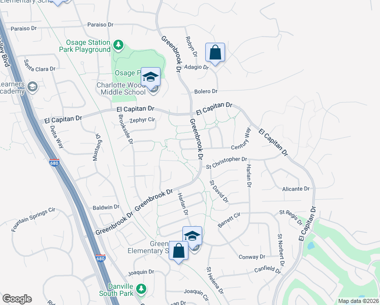 map of restaurants, bars, coffee shops, grocery stores, and more near 680 Rock Island Circle in Danville
