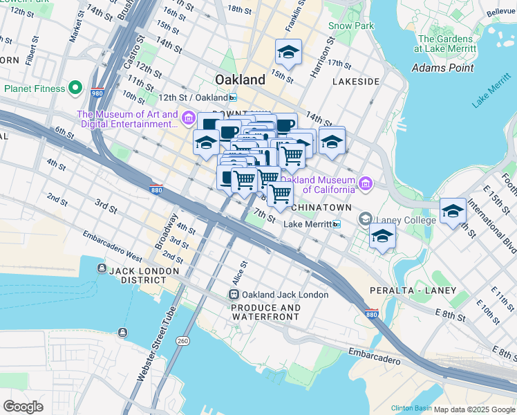 map of restaurants, bars, coffee shops, grocery stores, and more near 273 8th Street in Oakland