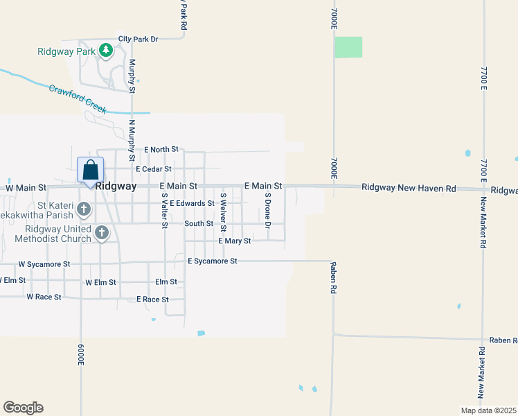 map of restaurants, bars, coffee shops, grocery stores, and more near Cobblers Lane in Ridgway