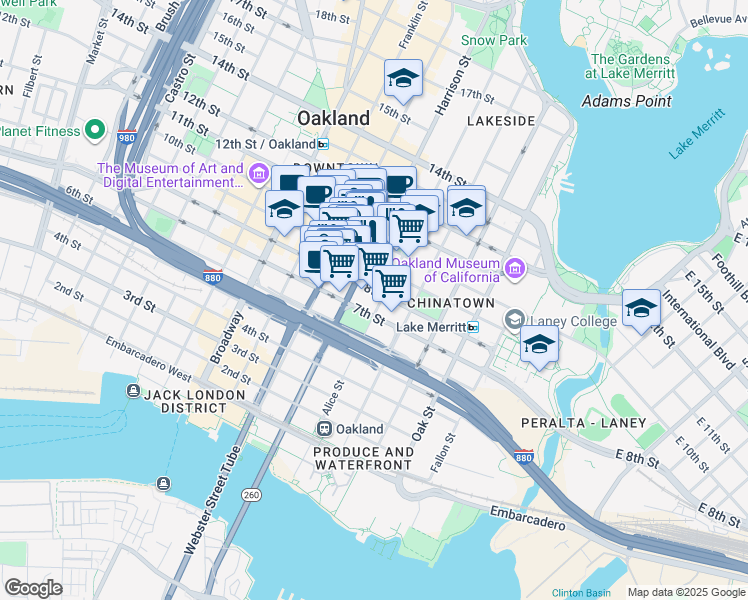 map of restaurants, bars, coffee shops, grocery stores, and more near 273 8th Street in Oakland