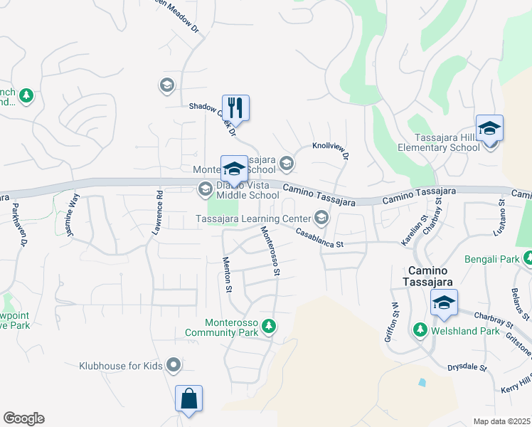 map of restaurants, bars, coffee shops, grocery stores, and more near 2000 Casablanca Terrace in Danville