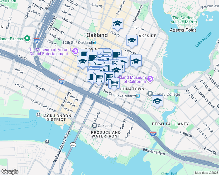 map of restaurants, bars, coffee shops, grocery stores, and more near 273 8th Street in Oakland