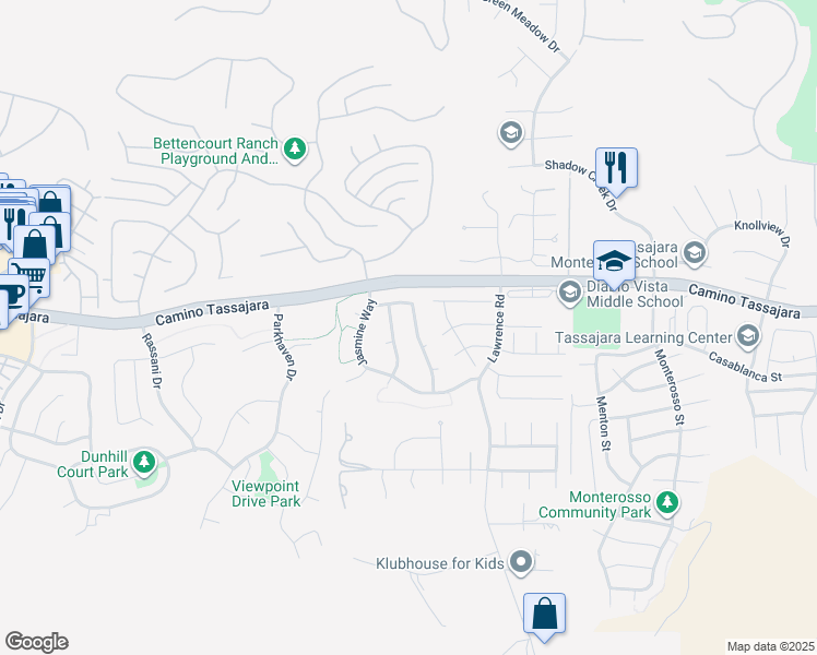 map of restaurants, bars, coffee shops, grocery stores, and more near 353 Squirrel Ridge Way in Danville
