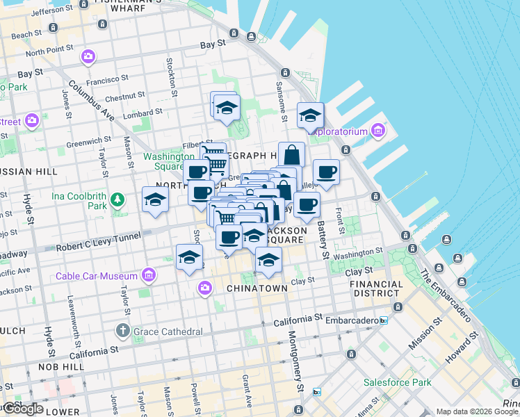 map of restaurants, bars, coffee shops, grocery stores, and more near 477 Vallejo Street in San Francisco
